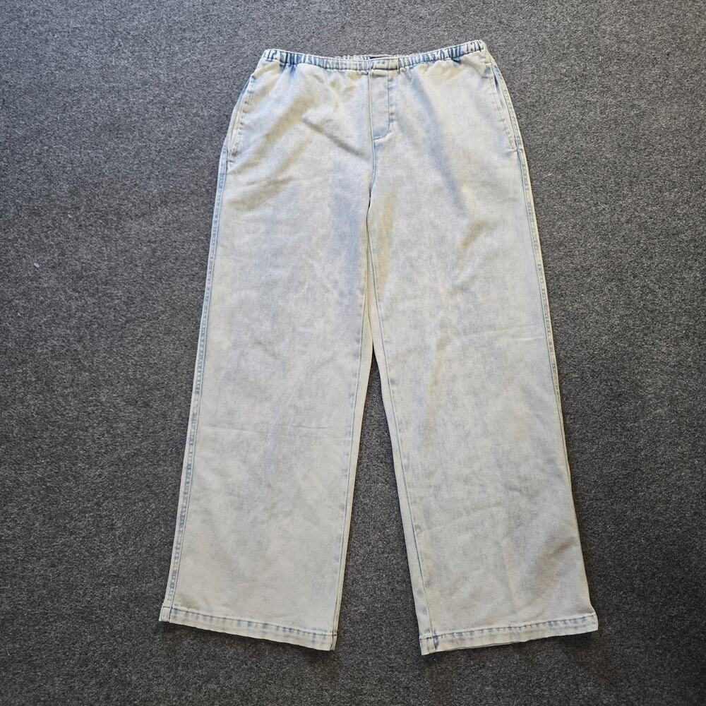 Vanilla Star Jeans Womens Size Large Blue Light Wash Wide Leg Pull On Casual